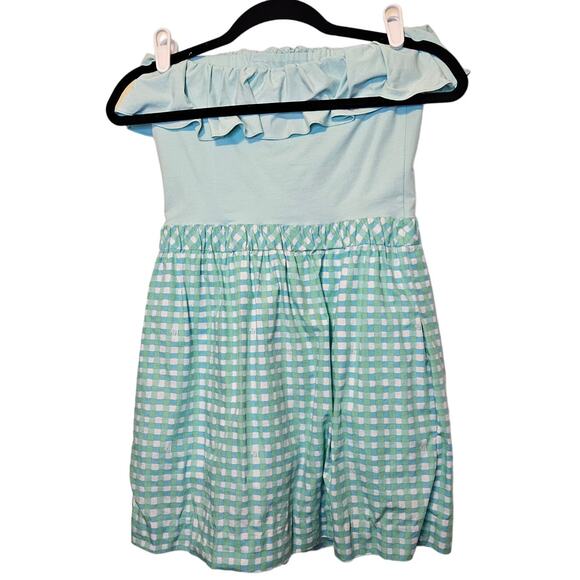 Lilly Pulitzer Athens Blue Green Gingham Strapless Dress size small - Picture 3 of 8